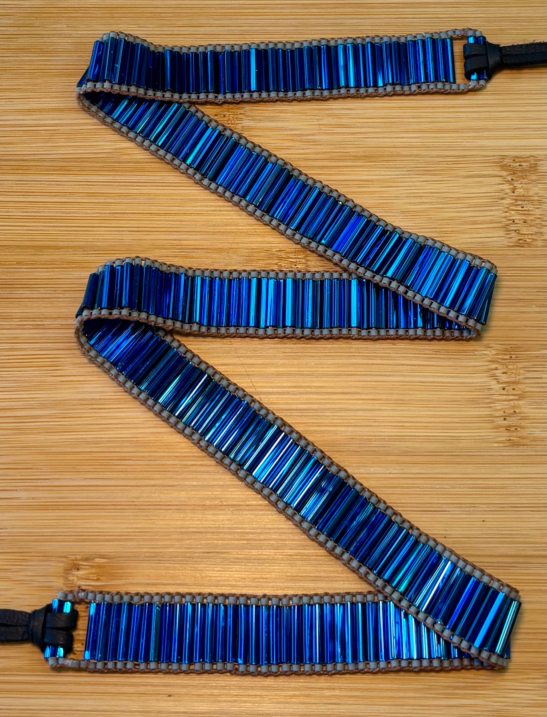 Blue Bugle Bead Hatband