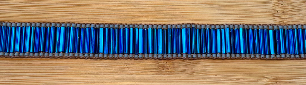 Blue Bugle Bead Hatband