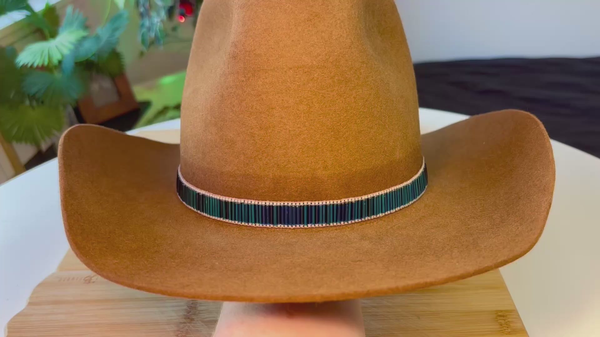 Blue Bugle Bead Hatband